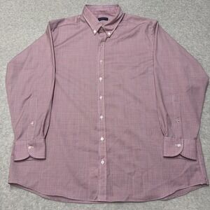 Proper Cloth Shirt Mens 2XL Red Blue Check Merino Wool Button Down Long Sleeve